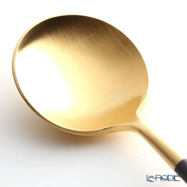 クチポール ゴア GOA ブラック／ゴールド デザートスプーン 18cm マット仕上げ