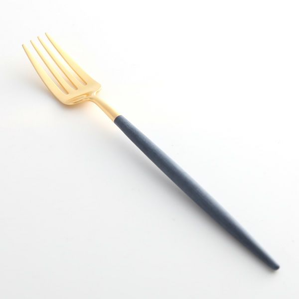 クチポール ゴア GOA ブルー／ゴールド デザートフォーク 18.5cm マット仕上げ