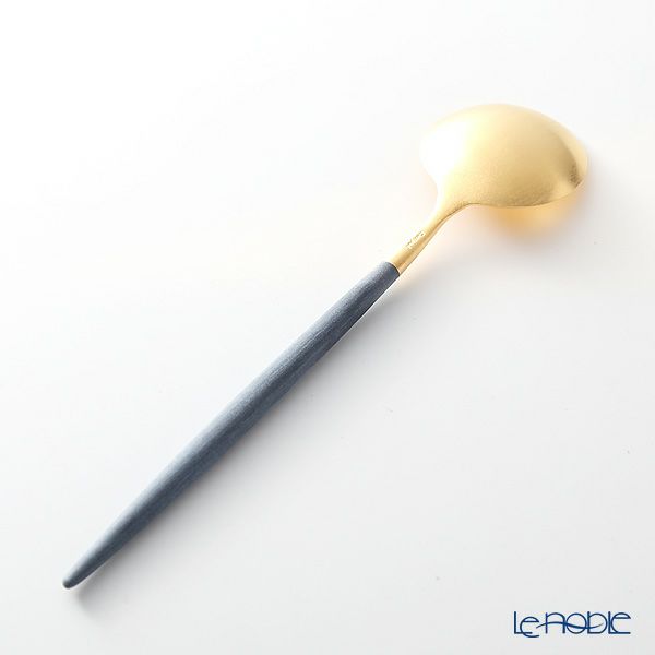 クチポール ゴア GOA ブルー／ゴールド デザートスプーン 18cm マット仕上げ