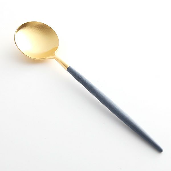 クチポール ゴア GOA ブルー／ゴールド デザートスプーン 18cm マット仕上げ