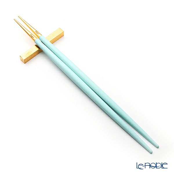 クチポール ゴア GOA ターコイズ／ゴールド 箸+箸置セット 22cm マット仕上げ