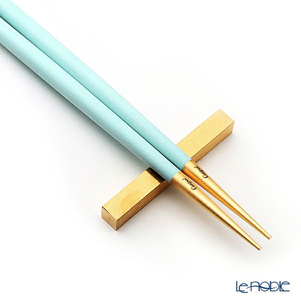 クチポール ゴア GOA ターコイズ／ゴールド 箸+箸置セット 22cm マット仕上げ