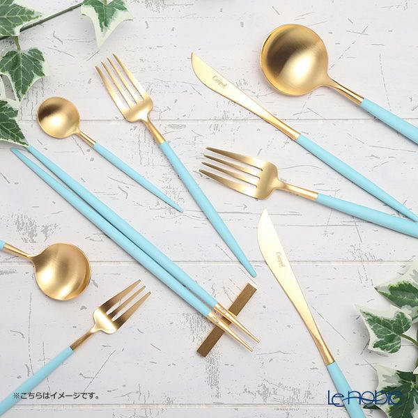 クチポール ゴア GOA ターコイズ／ゴールド 箸+箸置セット 22cm マット仕上げ