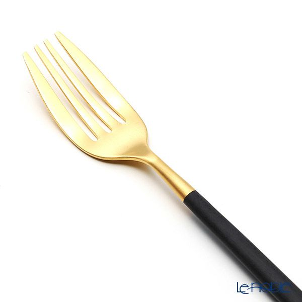 クチポール ミオ MIO ブラック／ゴールド デザートフォーク マット仕上げ
