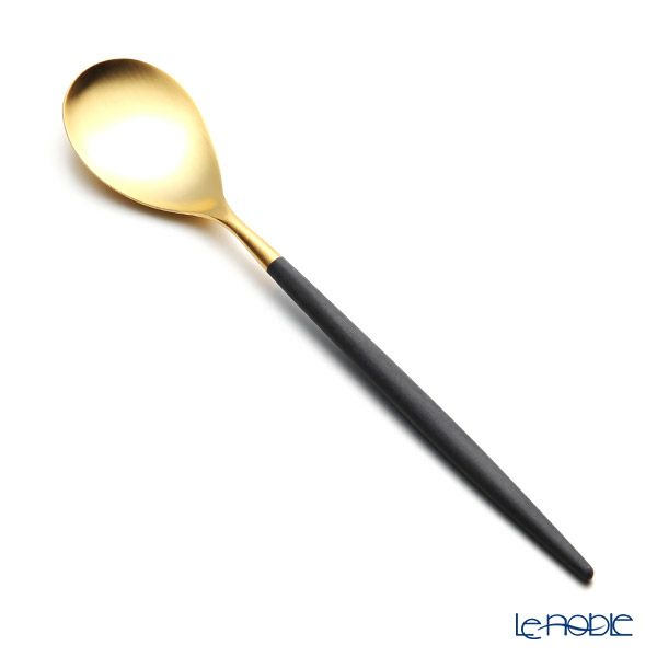 クチポール ミオ MIO ブラック／ゴールド デザートスプーン マット仕上げ