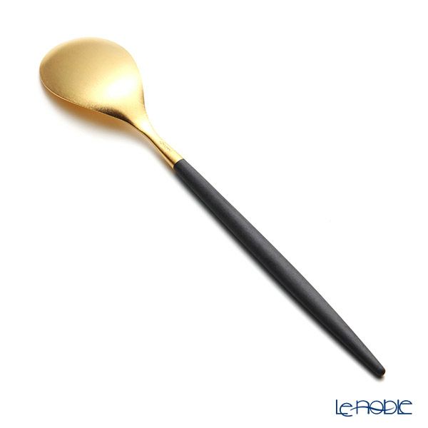 クチポール ミオ MIO ブラック／ゴールド デザートスプーン マット仕上げ