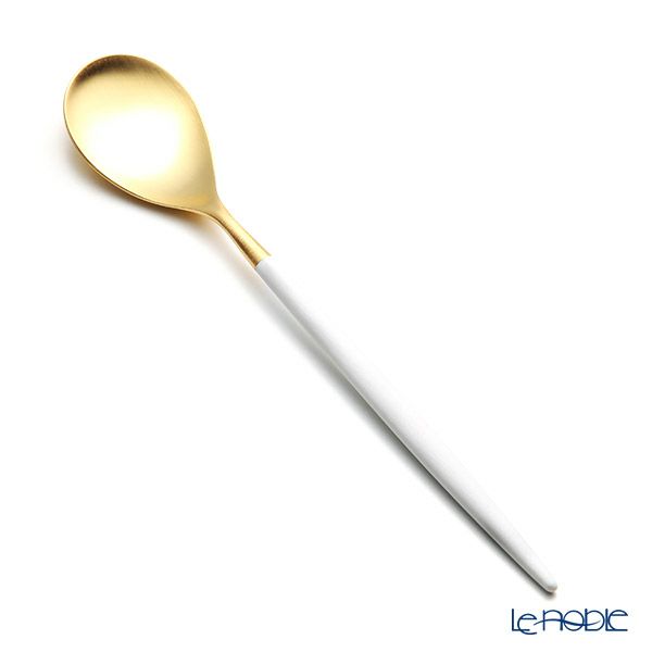 クチポール ミオ MIO ホワイト／ゴールド デザートスプーン マット仕上げ