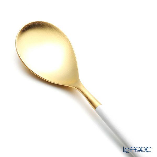 クチポール ミオ MIO ホワイト／ゴールド デザートスプーン マット仕上げ