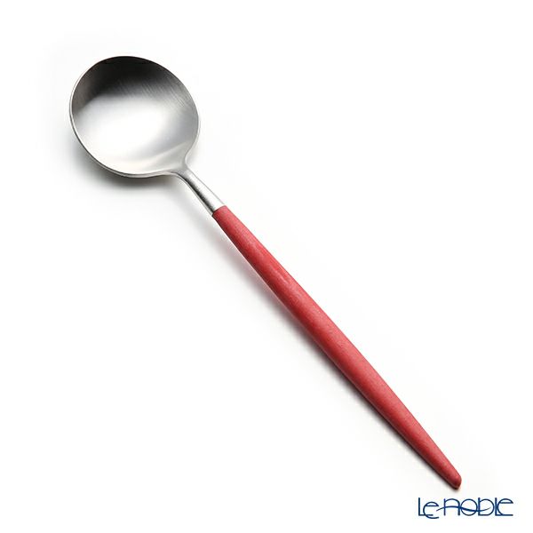 クチポール ゴア GOA レッド／シルバー デザートスプーン 18cm マット仕上げ