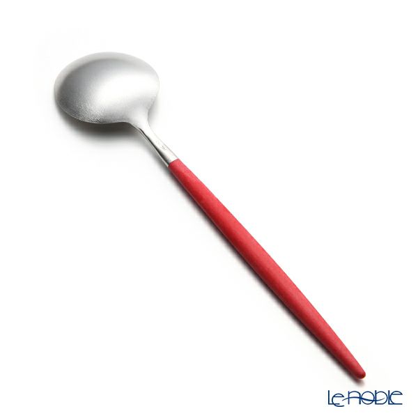 クチポール ゴア GOA レッド／シルバー デザートスプーン 18cm マット仕上げ