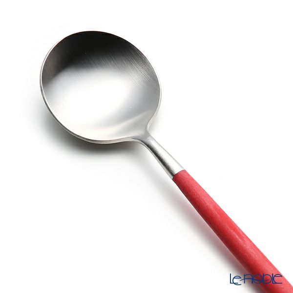 クチポール ゴア GOA レッド／シルバー デザートスプーン 18cm マット仕上げ