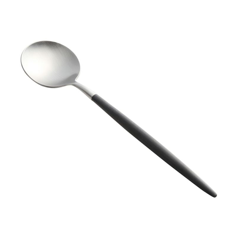 クチポール ゴア GOA ブラック／シルバー デザートスプーン 18cm マット仕上げ