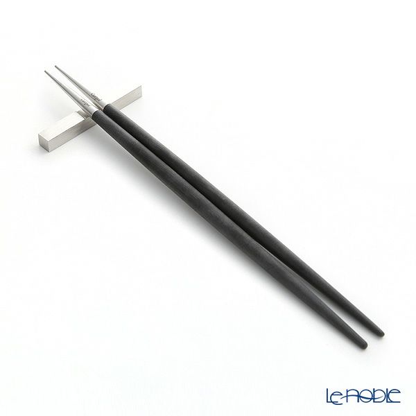 クチポール ゴア GOA ブラック／シルバー 箸+箸置セット 22cm マット仕上げ