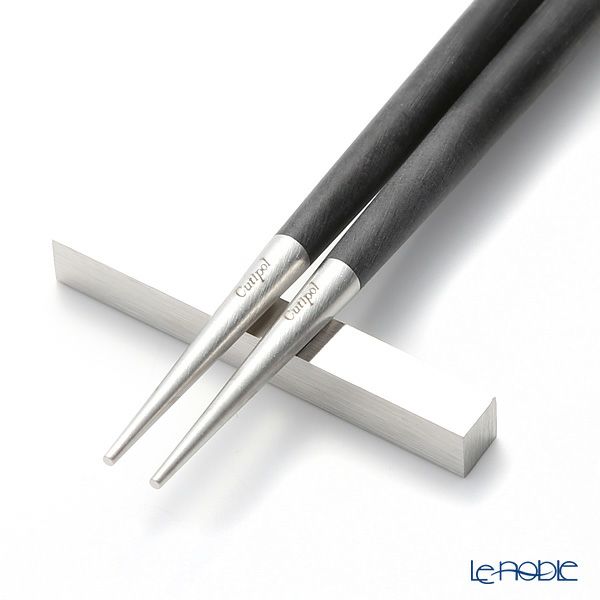 クチポール ゴア GOA ブラック／シルバー 箸+箸置セット 22cm マット仕上げ