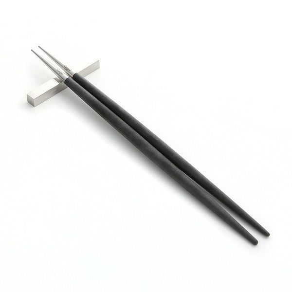 クチポール ゴア GOA ブラック／シルバー 箸+箸置セット 22cm マット仕上げ