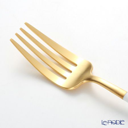 クチポール ゴア GOA ホワイト／ゴールド テーブルフォーク 21.5cm マット仕上げ