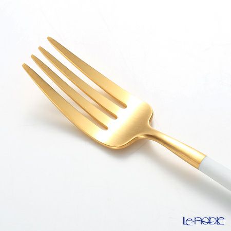 クチポール ゴア GOA ホワイト／ゴールド デザートフォーク 18.5cm マット仕上げ