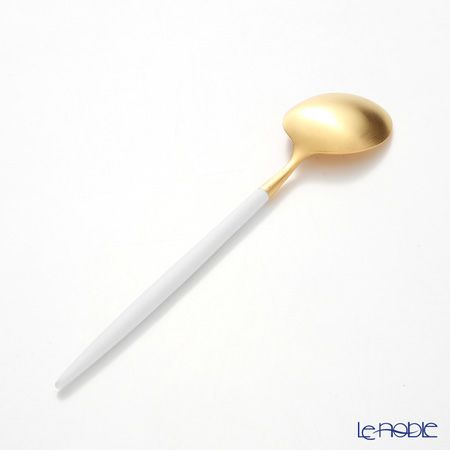 クチポール ゴア GOA ホワイト／ゴールド デザートスプーン 18cm マット仕上げ