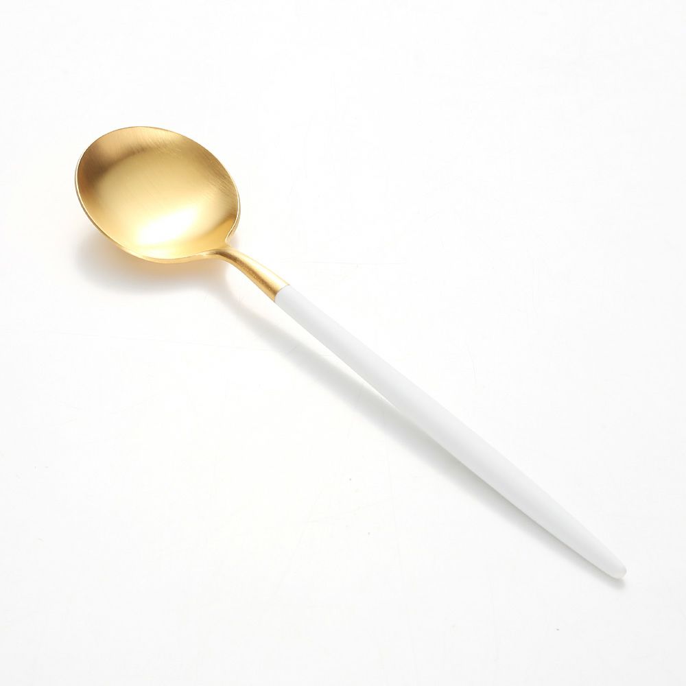 クチポール ゴア GOA ホワイト／ゴールド デザートスプーン 18cm マット仕上げ