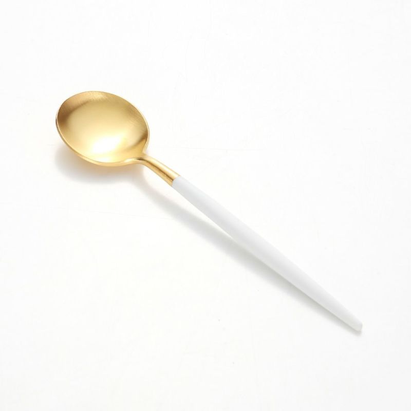 クチポール ゴア GOA ホワイト／ゴールド コーヒー／ティースプーン 13cm マット仕上げ