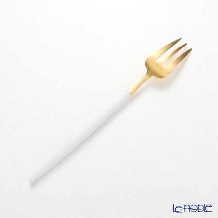 クチポール ゴア GOA ホワイト／ゴールド ペストリーフォーク／ケーキフォーク 17cm マット仕上げ
