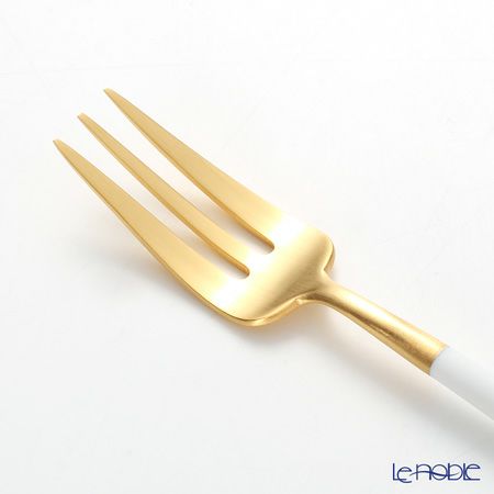 クチポール ゴア GOA ホワイト／ゴールド ペストリーフォーク／ケーキフォーク 17cm マット仕上げ