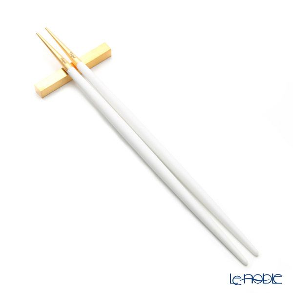 クチポール ゴア GOA ホワイト／ゴールド 箸+箸置セット 22cm マット仕上げ
