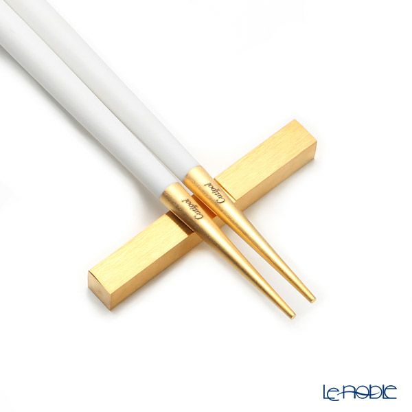 クチポール ゴア GOA ホワイト／ゴールド 箸+箸置セット 22cm マット仕上げ