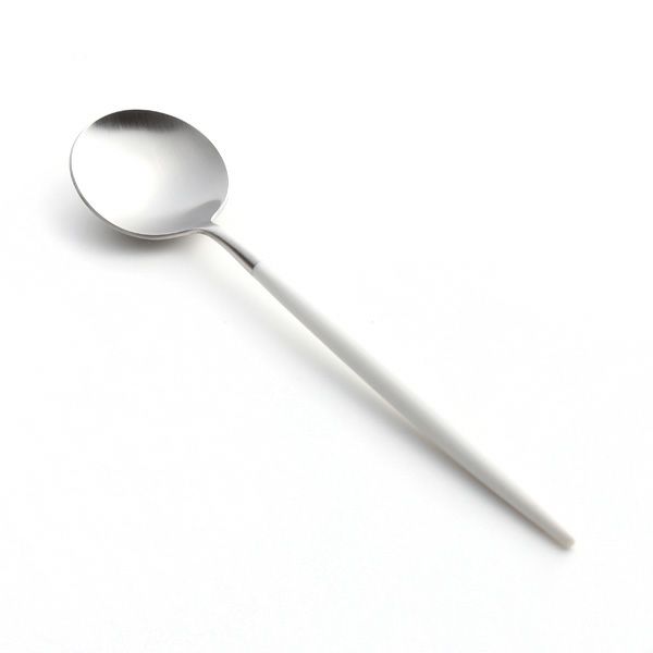 クチポール ゴア GOA ホワイト／シルバー デザートスプーン 18cm マット仕上げ