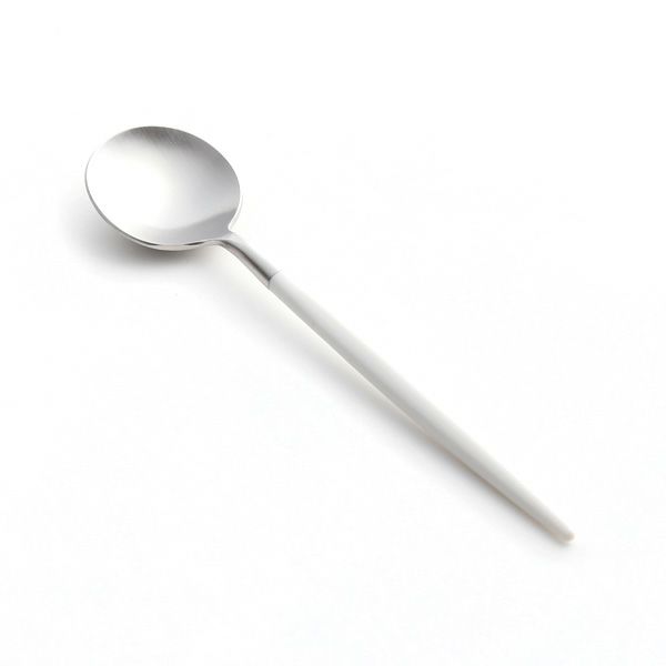 クチポール ゴア GOA ホワイト／シルバー コーヒー／ティースプーン 13cm マット仕上げ