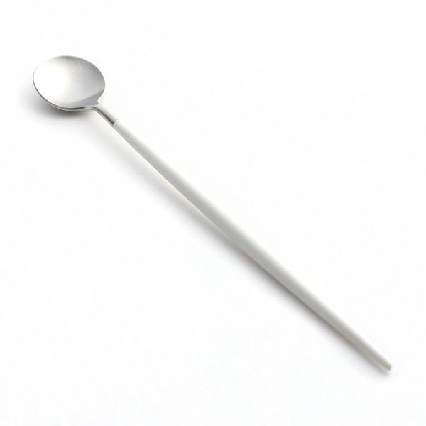 クチポール ゴア GOA ホワイト／シルバー ロングドリンクスプーン 21cm マット仕上げ
