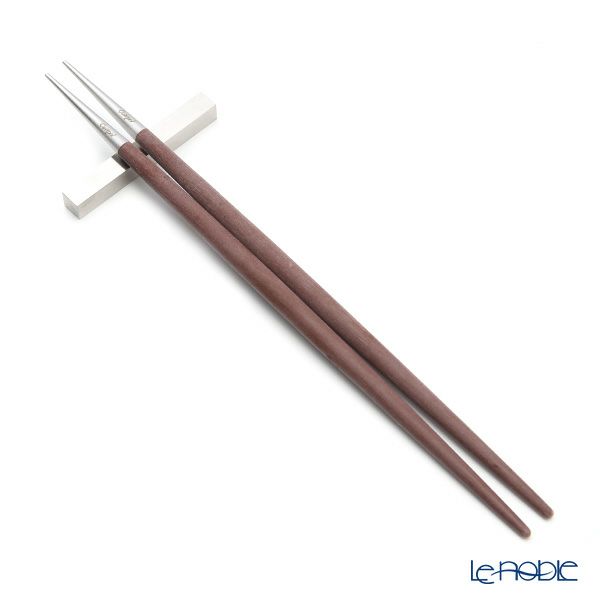 クチポール ゴア GOA ブラウン／シルバー 箸+箸置セット 22cm マット仕上げ