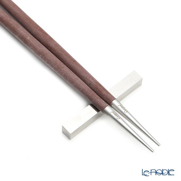 クチポール ゴア GOA ブラウン／シルバー 箸+箸置セット 22cm マット仕上げ