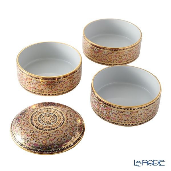 ブランベンジャロン工房 3段箱（重箱） ロータスフラワー多彩