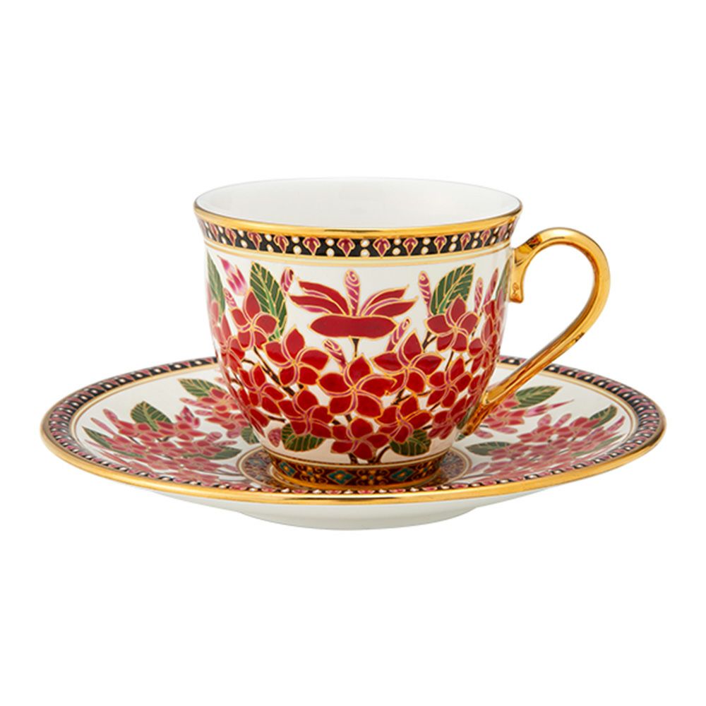 ブランベンジャロン工房 コーヒーカップ＆ソーサー プルメリアレッド【化粧箱入】