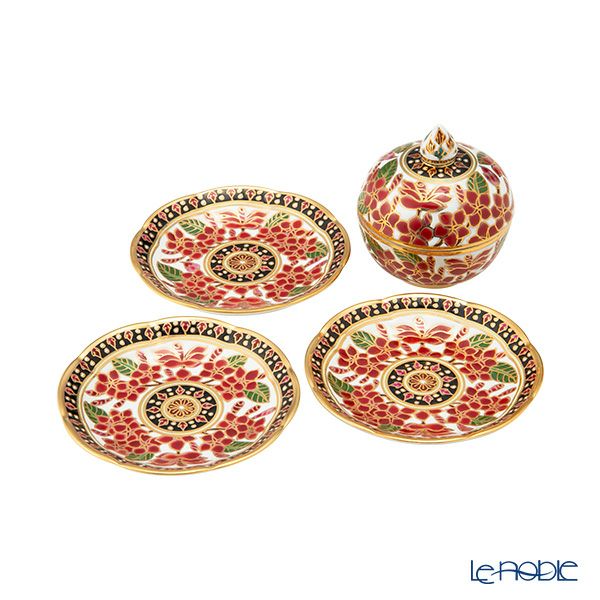 ブランベンジャロン工房 小物入れ ＆ ミニプレート3枚 セット プルメリアレッド【化粧箱入】