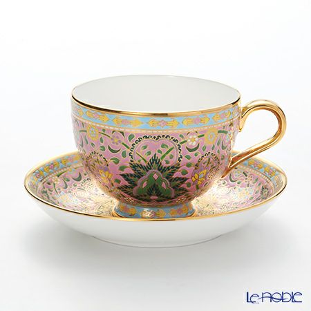 ブランベンジャロン工房 ボタニカルブーケ ピンク（ブルーライン） ティーカップ＆ソーサー