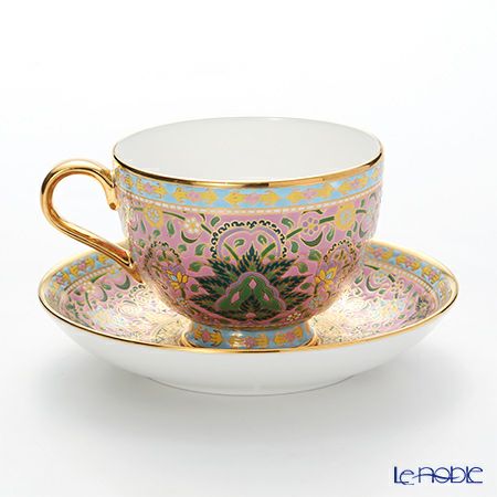 ブランベンジャロン工房 ボタニカルブーケ ピンク（ブルーライン） ティーカップ＆ソーサー