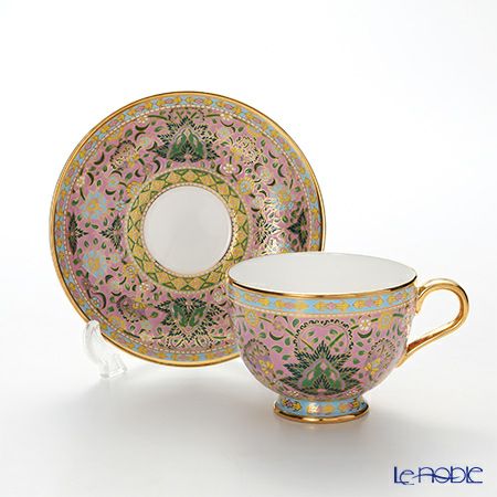 ブランベンジャロン工房 ボタニカルブーケ ピンク（ブルーライン） ティーカップ＆ソーサー