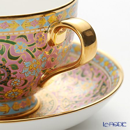 ブランベンジャロン工房 ボタニカルブーケ ピンク（ブルーライン） ティーカップ＆ソーサー