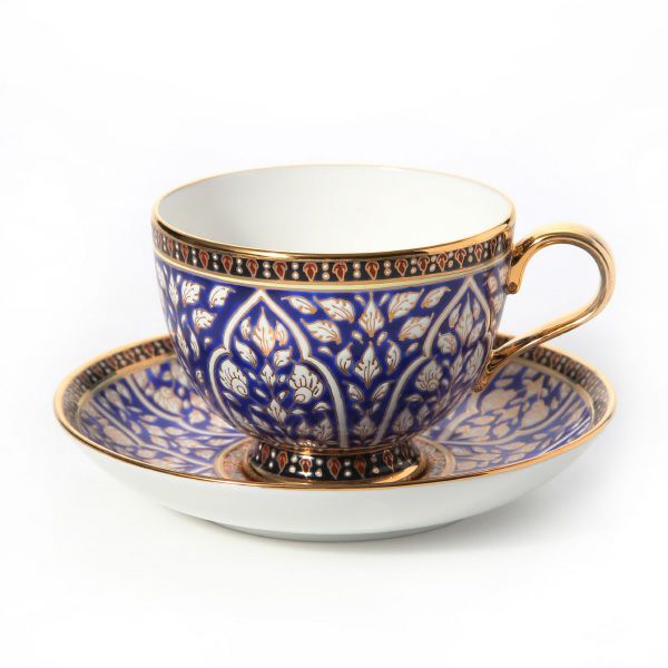 ブランベンジャロン工房 ティーカップ＆ソーサー ロータスチャネルブルー