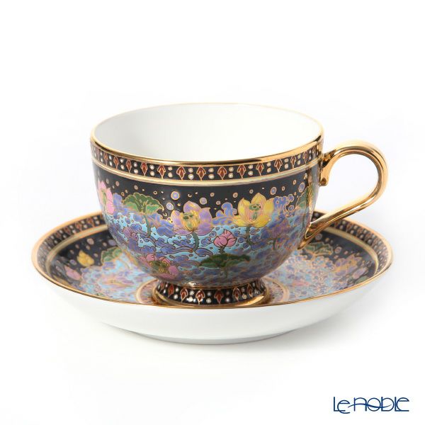 ブランベンジャロン工房 ティーカップ＆ソーサー ウォーターロータスブラック