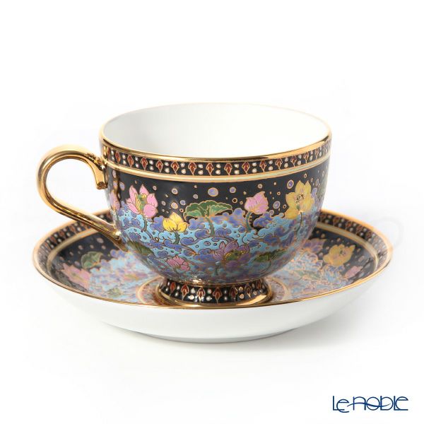 ブランベンジャロン工房 ティーカップ＆ソーサー ウォーターロータスブラック