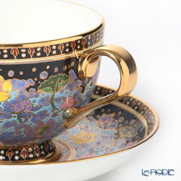 ブランベンジャロン工房 ティーカップ＆ソーサー ウォーターロータスブラック