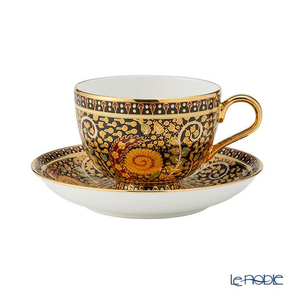 ブランベンジャロン工房 フラワーブラック ティーカップ＆ソーサー