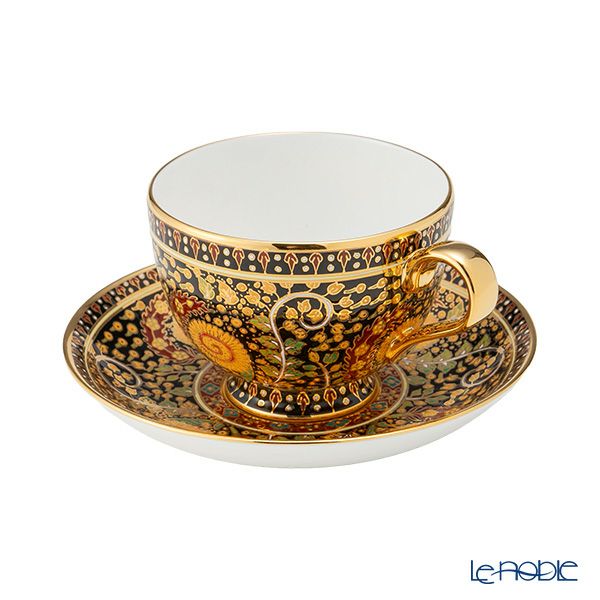 ブランベンジャロン工房 フラワーブラック ティーカップ＆ソーサー