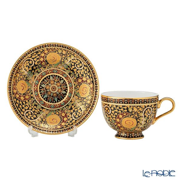 ブランベンジャロン工房 フラワーブラック ティーカップ＆ソーサー