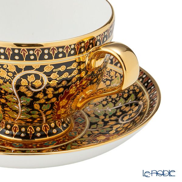 ブランベンジャロン工房 フラワーブラック ティーカップ＆ソーサー