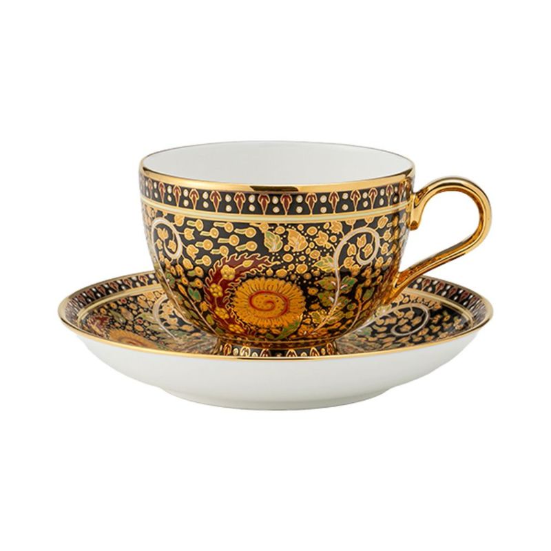 ブランベンジャロン工房 フラワーブラック ティーカップ＆ソーサー