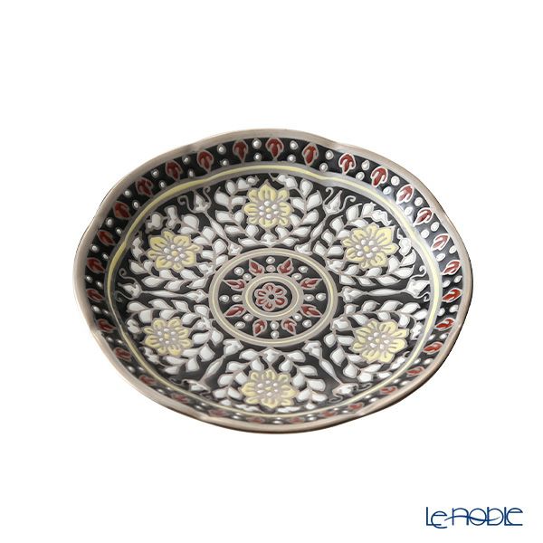 ブランベンジャロン工房 ミニプレート カニェンブラック／プラチナ 8cm